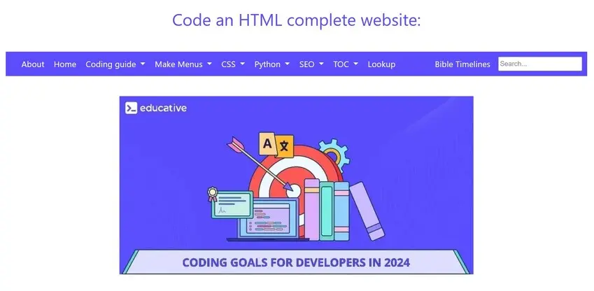 Code an HTML website Home page