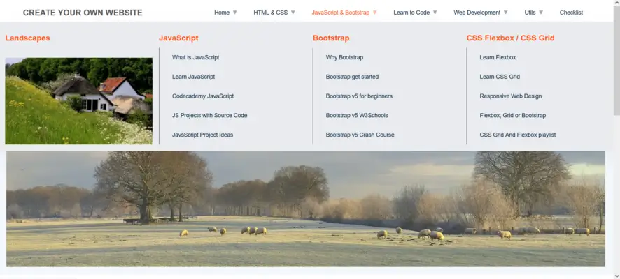Horizontal navigation menu