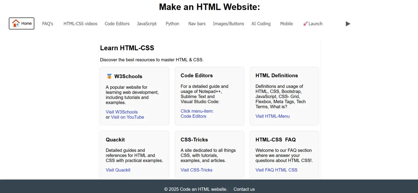 Web example code an HTL website